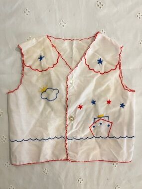 Vintage Nautical Embroidered Baby Vest